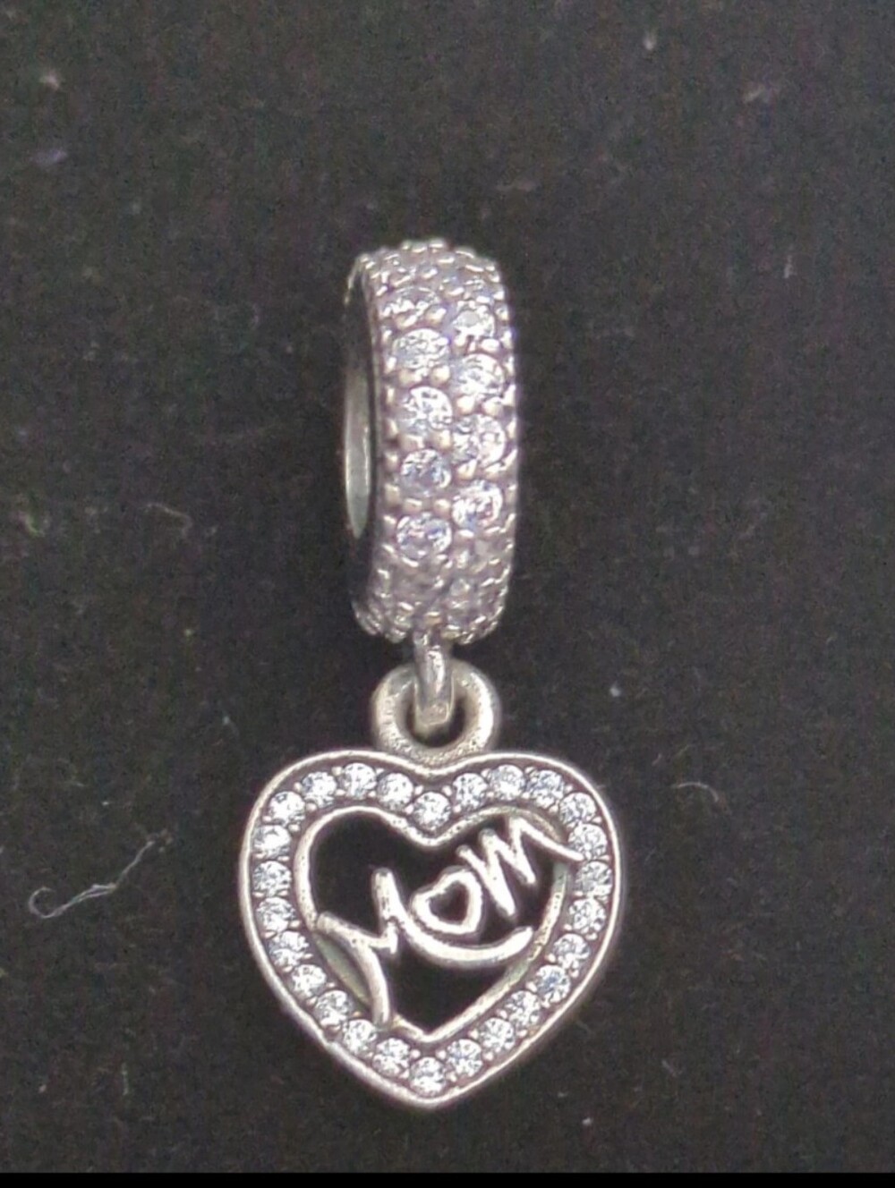 ❤️ EUC Pandora Center of My Heart, Mom, Dangle Charm 925 ALE
